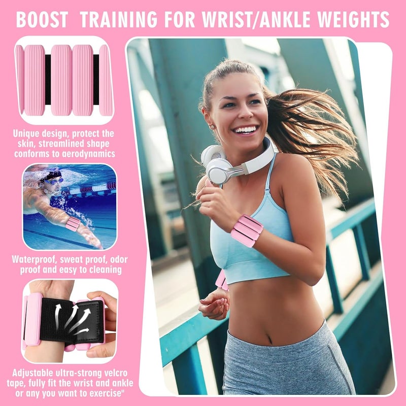 Gallia Wrist Weights, 2Pack Adjustable Wearable Wrist Ankle Weights for Women/Men, Silicone Wrist Bangles for Walking, Yoga, Pilates, and Gym, Arm & Leg Workout, 2lb - Image 4